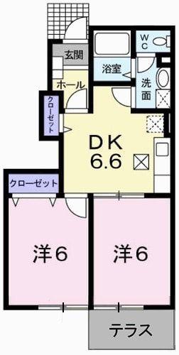 ピュアメゾン(2DK/1階)の間取り写真
