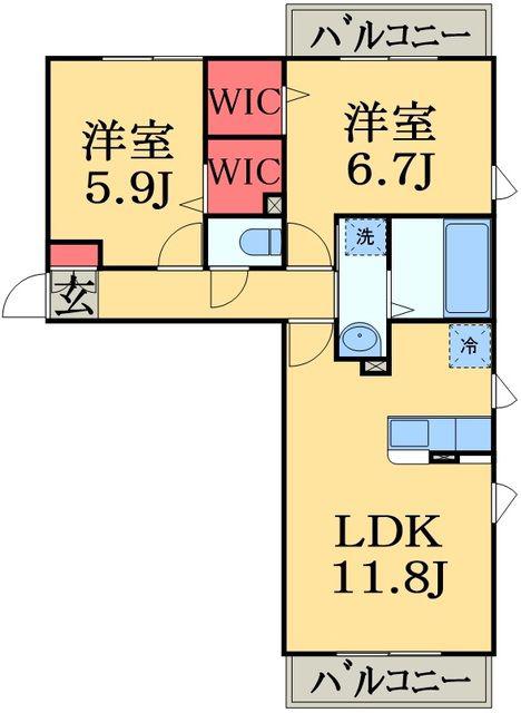 エスペランサ A(2LDK/2階)の間取り写真