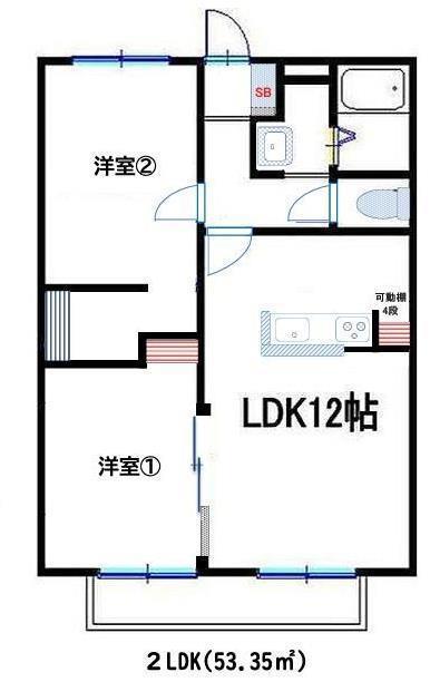 ファミール砂子 A棟(2LDK/1階)の間取り写真