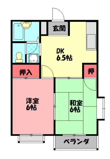エルディム中田A棟(2DK/1階)の間取り写真