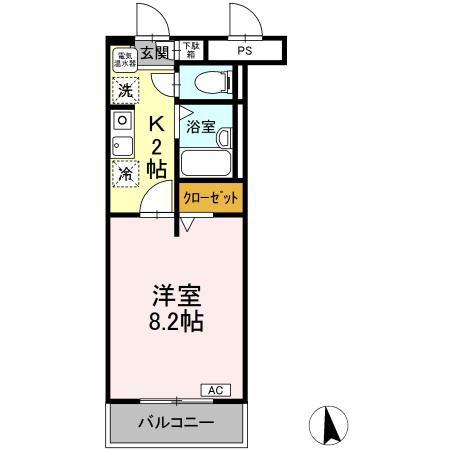 ジュネスメゾンイノウエ(1K/2階)の間取り写真