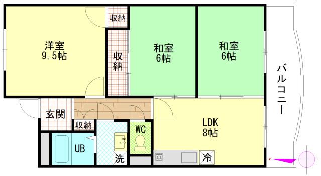 サンコーポ海田NO.1(3DK/2階)の間取り写真