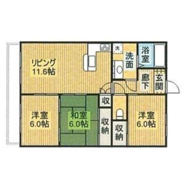 ビジネス・ワン板付(3LDK/3階)の間取り写真