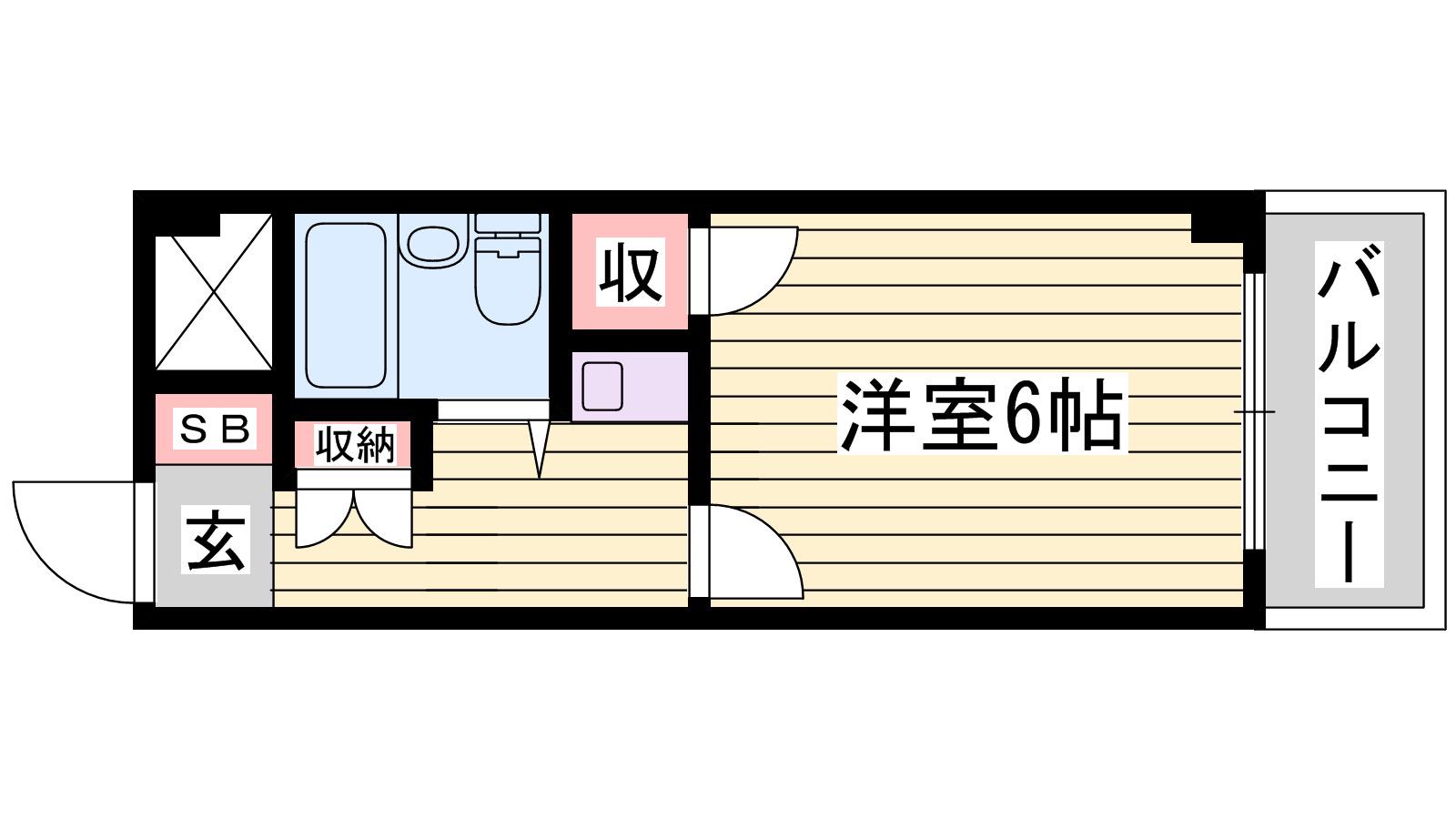 手柄マンション(1K/1階)の間取り写真