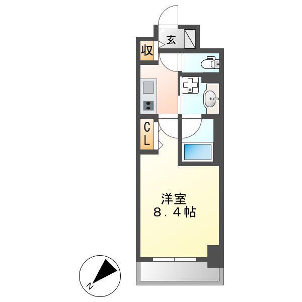 レジデンシア尾頭橋(1K/8階)の間取り写真