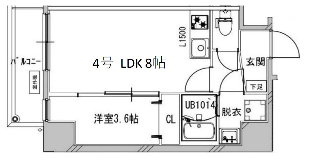 クローバー・レジデンス玉造(1LDK/4階)の間取り写真