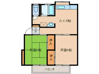 キャッスルドリーム(2DK/2階)の間取り写真