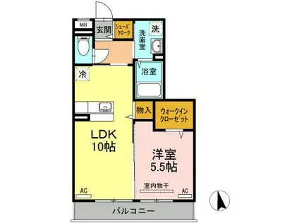 ルミエール E(1LDK/3階)の間取り写真