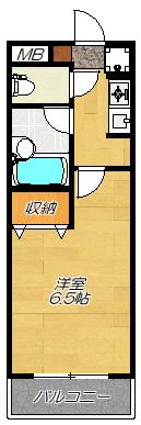 ウェルネス三界(1K/4階)の間取り写真
