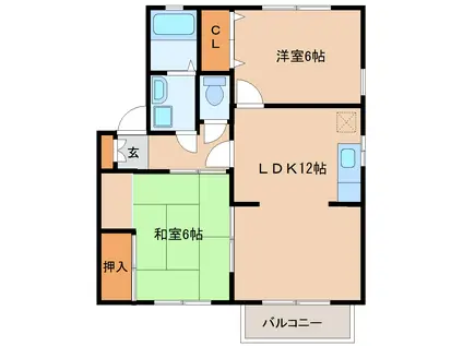 仙台市地下鉄東西線 八木山動物公園駅 徒歩21分 2階建 築26年(2LDK/1階)の間取り写真