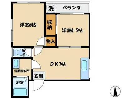 コージーコート(2DK/3階)の間取り写真