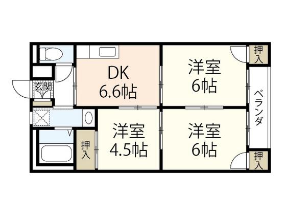 横山ビル(3DK/1階)の間取り写真