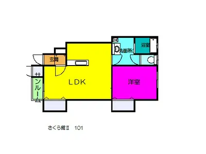 アパートメントハウスさくら館II(1LDK/1階)の間取り写真