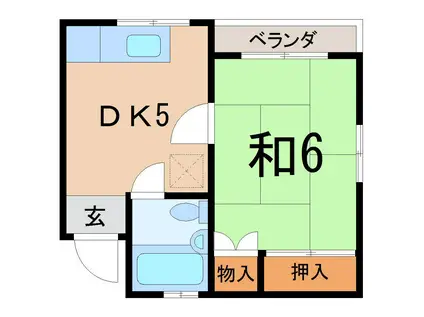ニューホワイトコーポ(1K/2階)の間取り写真