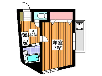 ハイツコマ(1K/2階)の間取り写真