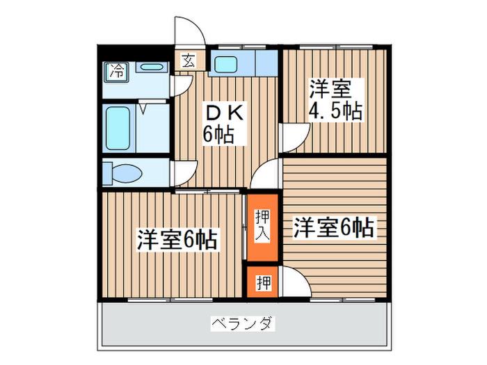 グリーンヒルタカハシ(3DK/2階)の間取り写真