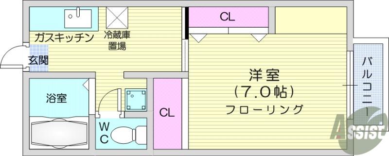 コーポファミリー(1K/2階)の間取り写真