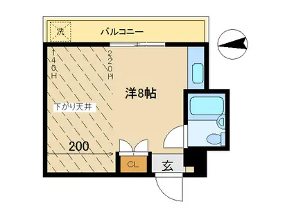 エレガンス町田(ワンルーム/3階)の間取り写真