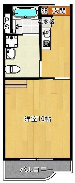 JR紀勢本線 紀伊新庄駅 徒歩18分 5階建 築20年(1K/4階)の間取り写真