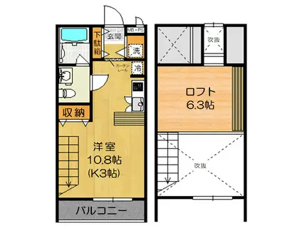 サンヴィアーレMX-IV(1K/1階)の間取り写真