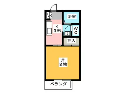 コーポマウントスリー(1K/1階)の間取り写真