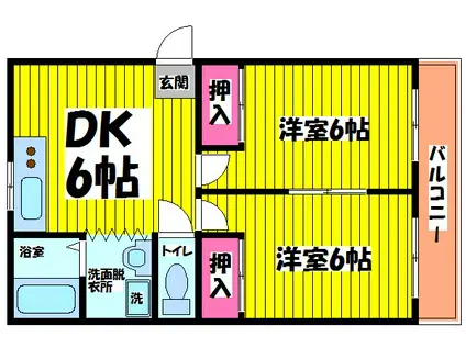 リバーサイド菊野台(2DK/1階)の間取り写真