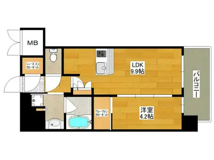 リヴィエール江坂江の木公園(1LDK/11階)の間取り写真