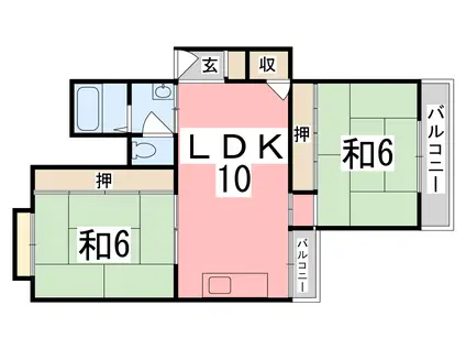コーエイハイツ(2LDK/5階)の間取り写真