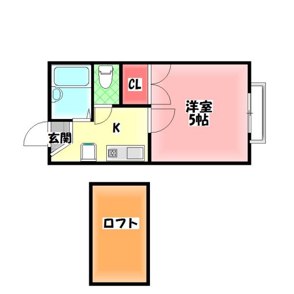 大阪モノレール本線 大日駅 徒歩22分 2階建 築33年(1K/1階)の間取り写真