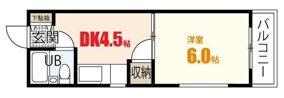 谷岡ビル1号館(1DK/2階)の間取り写真