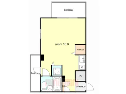 夙川羽衣町パークハイム(ワンルーム/4階)の間取り写真