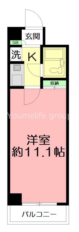 シーサイドビラ鵠沼(1K/2階)の間取り写真
