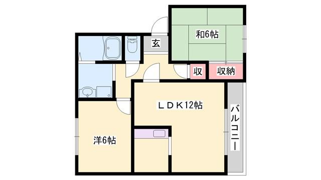 銀の馬車道壱番館(2LDK/2階)の間取り写真