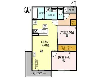 PALAIS POIRE(2LDK/2階)の間取り写真