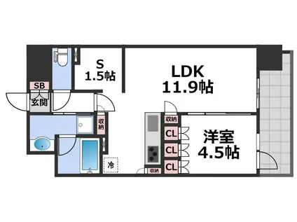 ザ・パークハビオ都島フロント(1SLDK/2階)の間取り写真