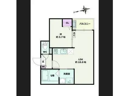 JACK FUNAMACHI I(1LDK/3階)の間取り写真