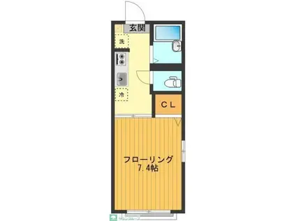 メルベーユ(1K/1階)の間取り写真