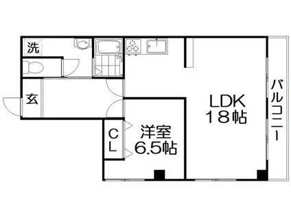 香里さくらハイツI(1LDK/3階)の間取り写真