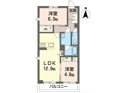 プレミアス幕張本郷(2LDK/3階)の間取り写真