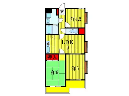 メゾンリヴィエールII(3DK/1階)の間取り写真