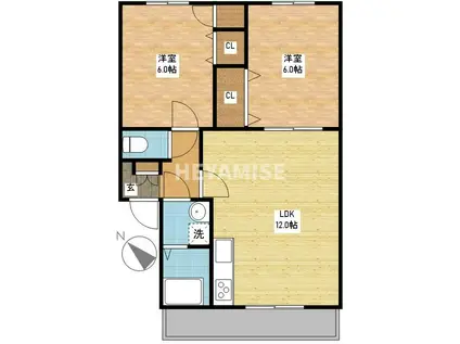 ファミール白鳥(2LDK/2階)の間取り写真