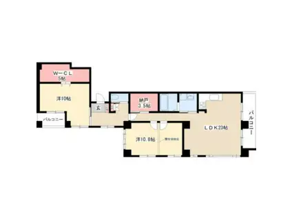 ラ・フォルトゥレス・ド・フェ覚王山(2SLDK/2階)の間取り写真