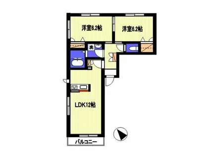 アミコート(2LDK/3階)の間取り写真