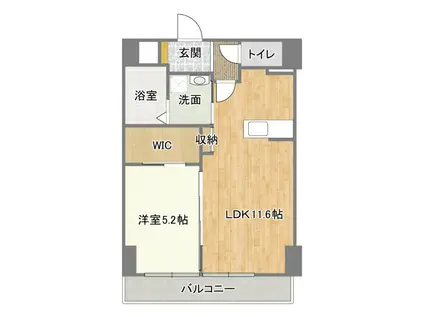 ルーヴル田町(1LDK/9階)の間取り写真