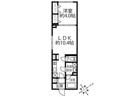 クリオ ラモード水天宮前(1LDK/2階)の間取り写真