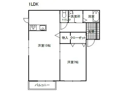 スリジェール B(1LDK/2階)の間取り写真