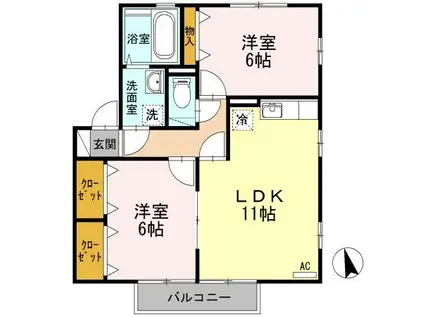 リビングタウン長岡(2LDK/2階)の間取り写真