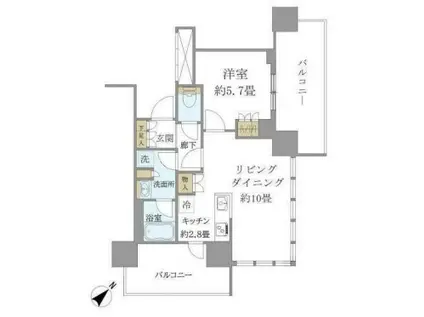 BRILLIA TOWER 浜離宮(1LDK/10階)の間取り写真