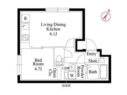 ルリアン西新宿(1LDK/2階)の間取り写真