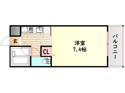 ジャストジャパンウエスト(1K/3階)の間取り写真